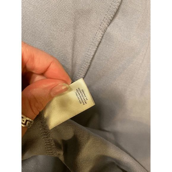 Ann Taylor Steel Blue Gray Waffle Blouse Cut out V Back Size Small, MSRP $60 - Picture 6 of 8